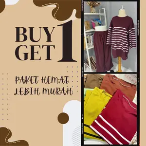 DAPAT 2 SETELAN WANITA JUMBO MOTIF STRIPE UNTUK SEHARI HARI BISA COD