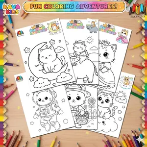 50 Lembar Buku Mewarnai Anak Tema Kucing Lucu