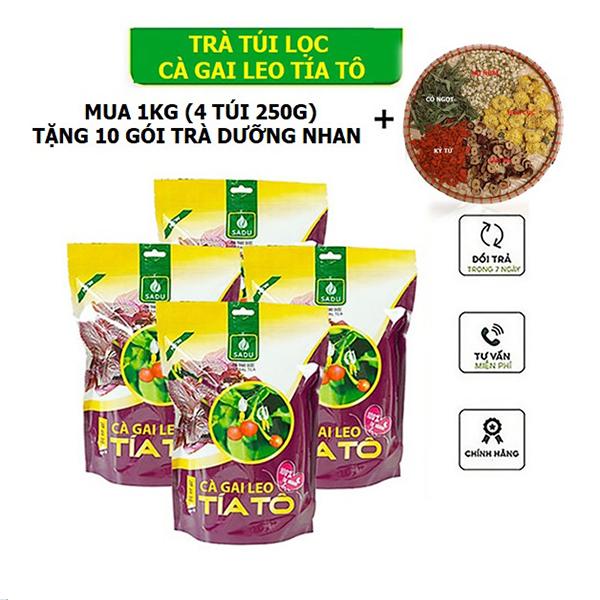 Trà Cà Gai Leo Tía Tô Túi Lọc 1KG 4 Túi 250G Tặng 10 Gói Trà Dưỡng Nhan Ngũ Vị Thảo Mộc - Tea Nước Trà Chè