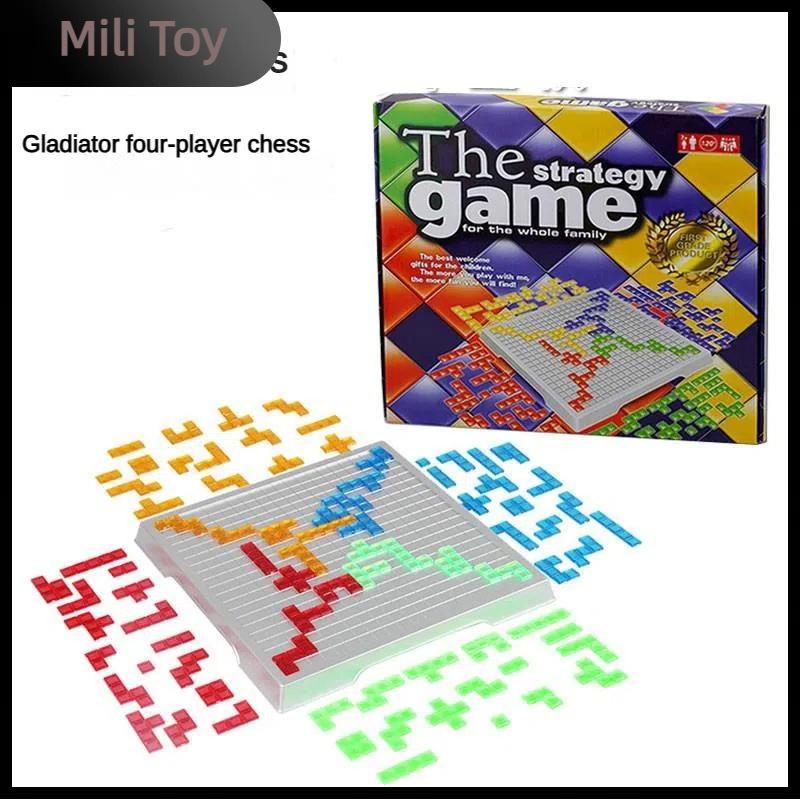 เกม Tetris Gladiator เกมบนโต๊ะ ผู้เล่น 4 คน Interactive Kids Toy Square Design Party Game