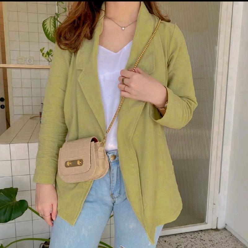 recomendasi blazer katun linen wanita Santai Casual 1