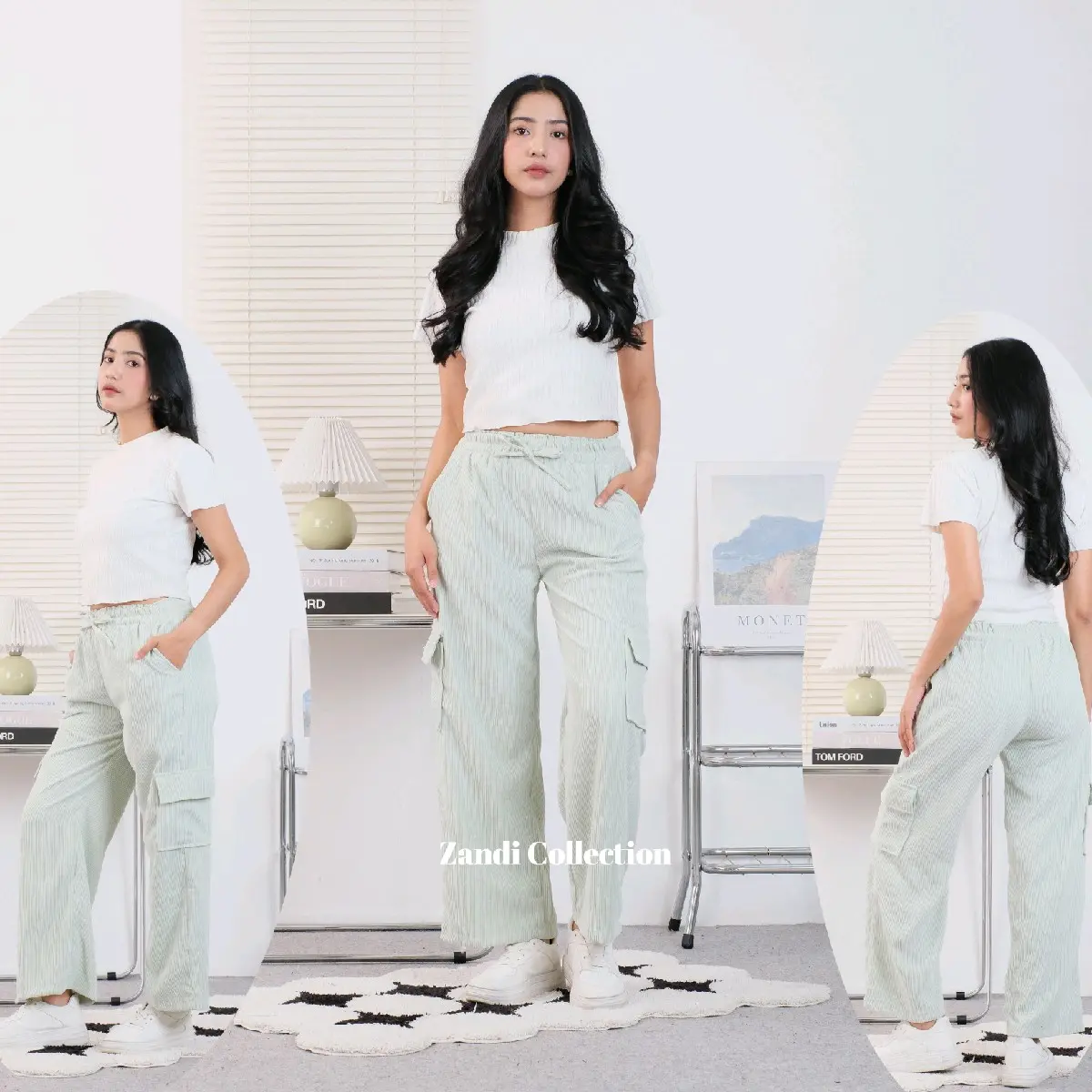 Silva Culot Cargo Corduroy - Kulot Cargo Corduroy Wanita - Kulot Cargo Polos  Basic Wanita Korean Style - Zandi Collection