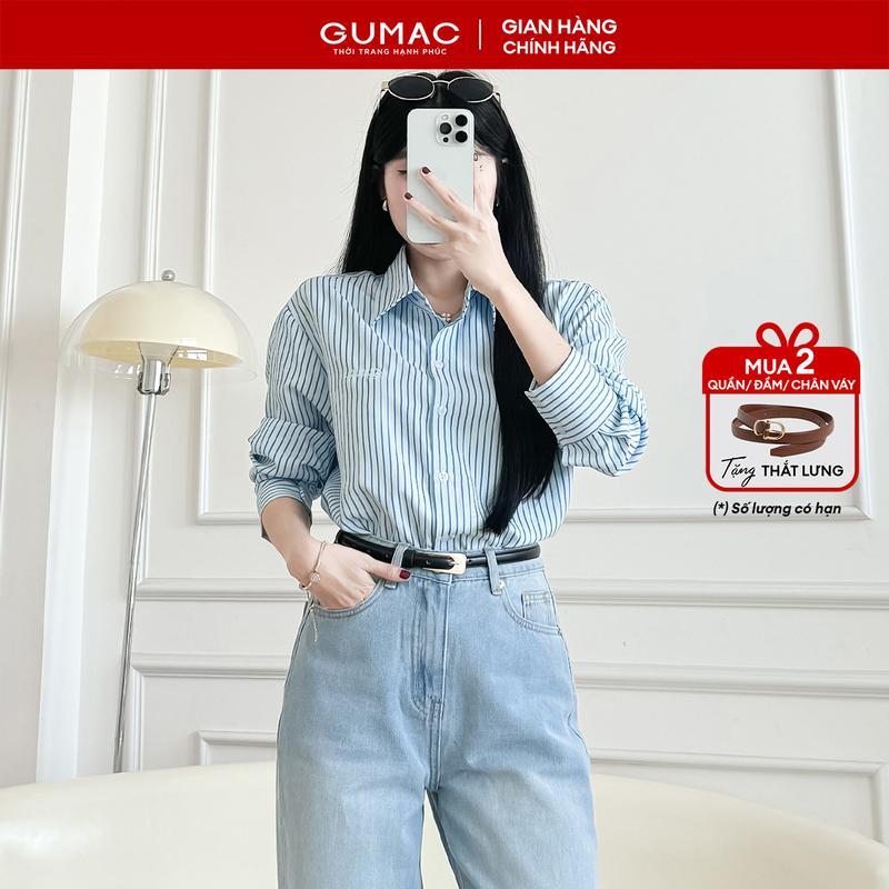 MUA 2 GIẢM THÊM 5% GUMAC x Gmorning - Áo Sơ mi form suông YAF01089 Nữ Women Top Shirt