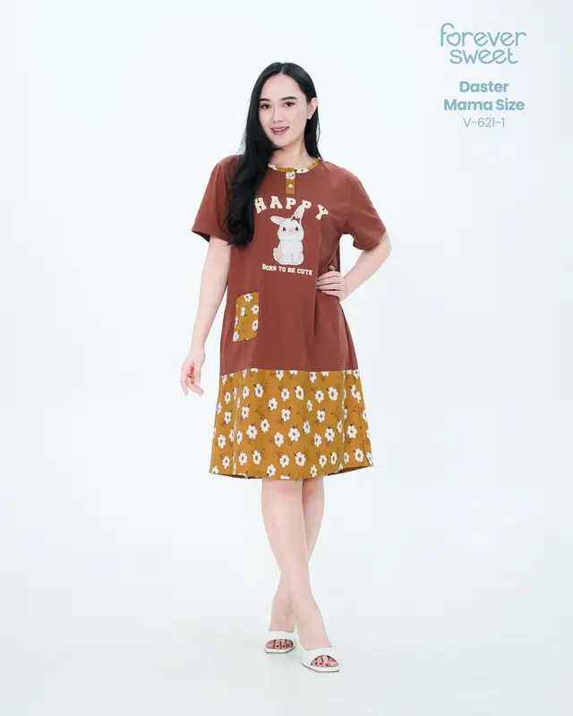 FOREVER SWEET Daster Mama Size XL Ld110 Premium Busui Kancing Kantong Motif 4