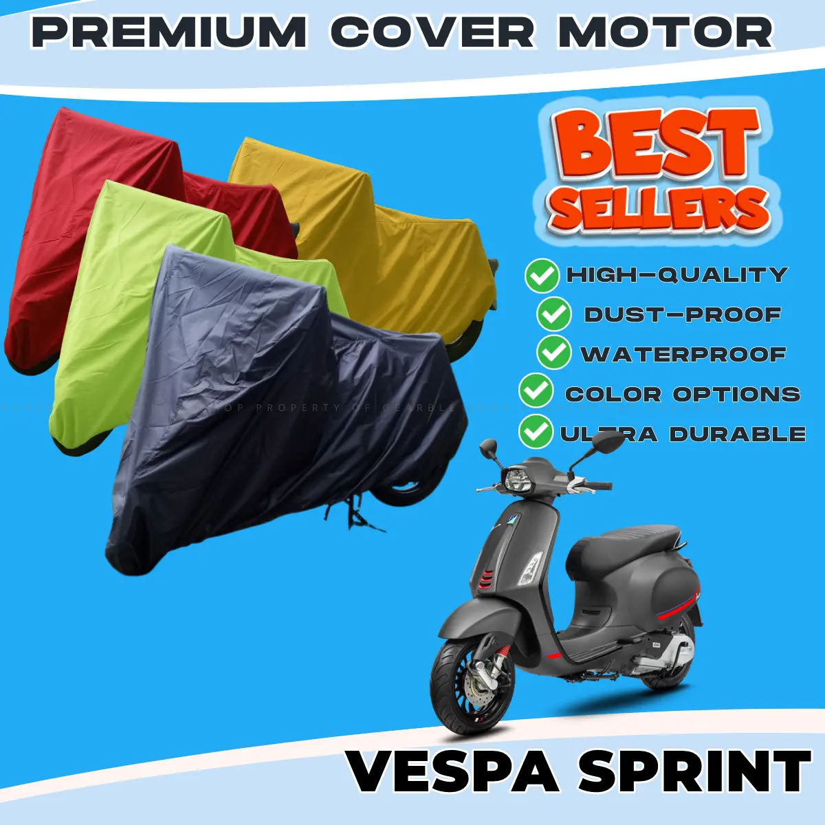 Sarung Body Cover Motor Vespa Sprint Outdoor Anti Air Waterproof