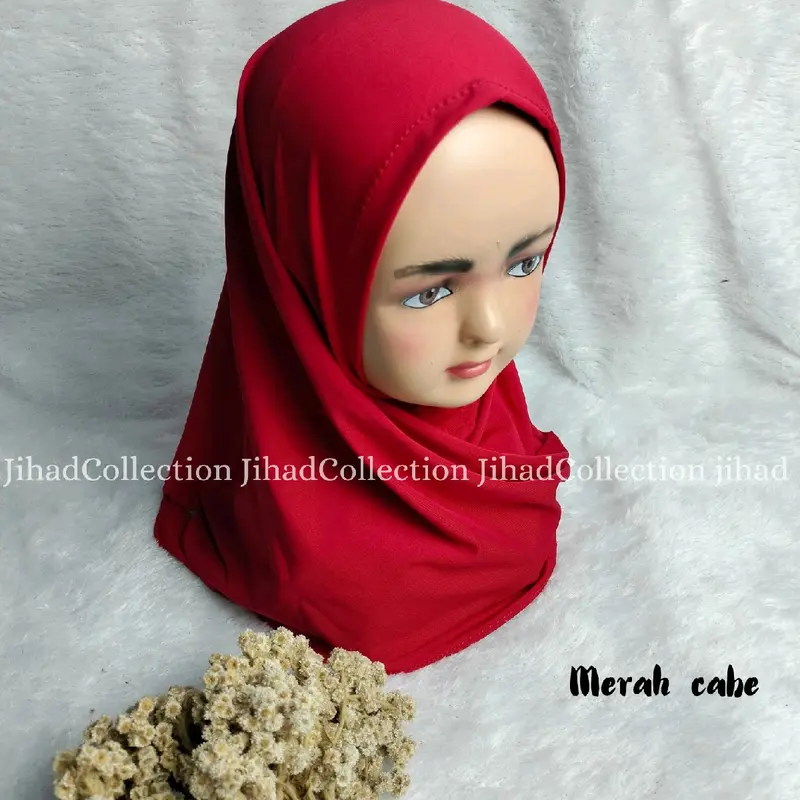 Jilbab Segitiga Instant Jersey anak 4-8thn || hijab instant segitiga Muslim 7