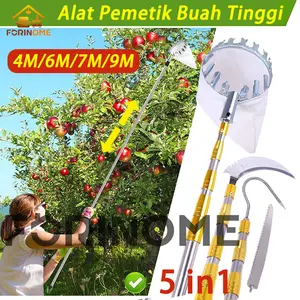 Alat Pemetik Buah Tinggi 4/6/7/9 Meters Buah Picker Set Alat Pemetik Buah Mangga/Delima/Rumput Laut/Pisang Alat Pemetik Buah Multifungsi Gardening Tools QXF
