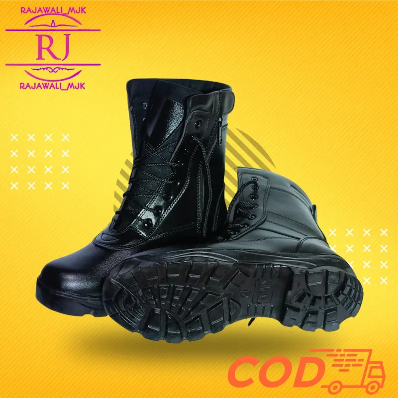 Sepatu PDL Doop Satpam TNI Polri Banser Dll - Kulit Sintetis - Sol Karet Army Berkualitas - Sol Jahitan Nylon Memutar - Boots 6