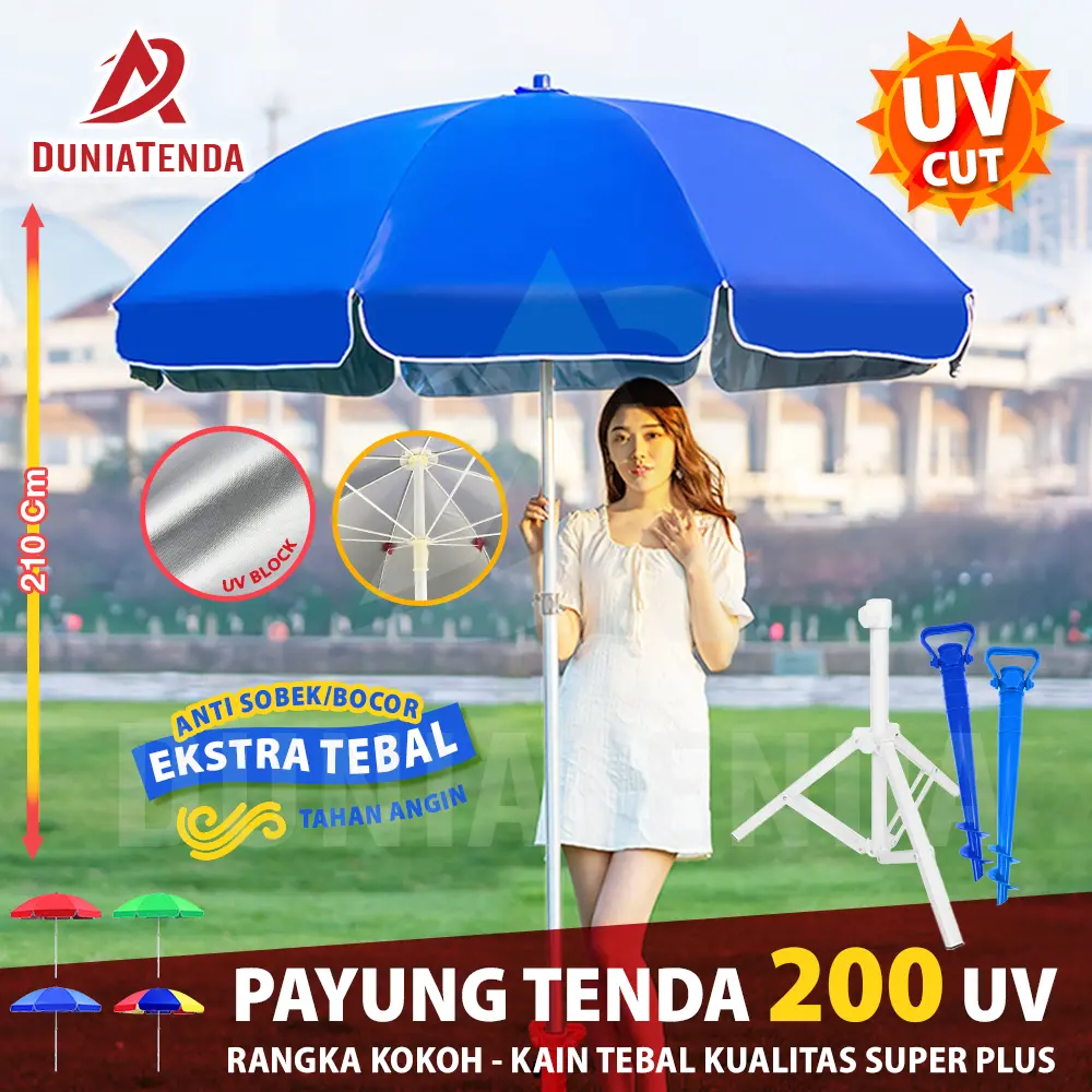 DT Payung Tenda Jumbo 200 cm Payung Jualan  Anti UV Kokoh Free Sarung Lapak Dagang Cafe Bazar