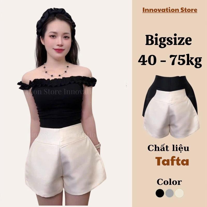  Quần Short Nữ Đùi Tafta Thiết Kế Ống Phồng Baby Cạp Siêu Cao BIGSIZE Có Túi Trước Sành Điệu TA-982 