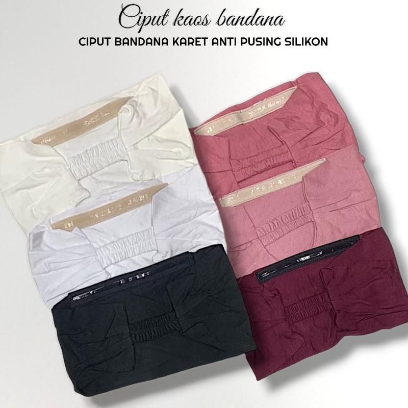 Ciput Bandana Karet Anti Pusing - Inner Bandana Pita Anti Geser Silikon Matt Kaos Rayon Super Poliester Dalaman 6