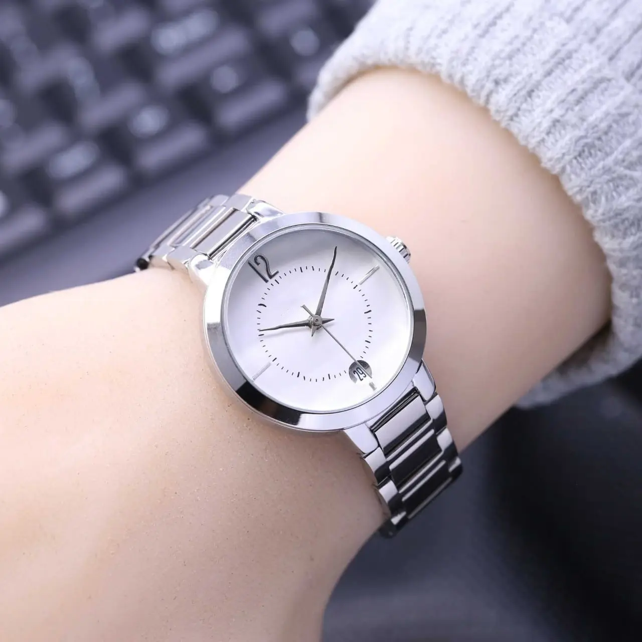 BEST SELLER Jam Tangan Wanita Fashion Analog Kaca Belimbing Mewah Rantai Stainless Tanggal Aktif