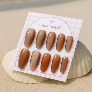 PROMO Kuku Palsu Warna Coklat Tawar Model Alami Cocok Untuk Segala Acara