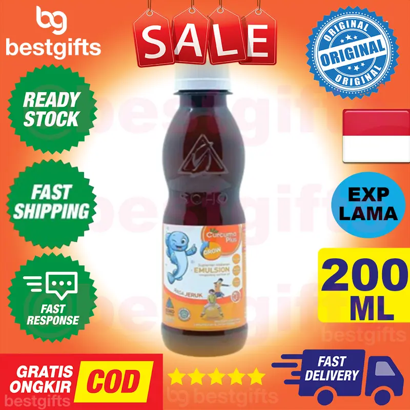 CURCUMA PLUS GROW EMULSION MENGANDUNG COD LIVER OIL SUPLEMEN  PENAMBAH NAFSU MAKAN ANAK 200 ML - RASA JERUK 2