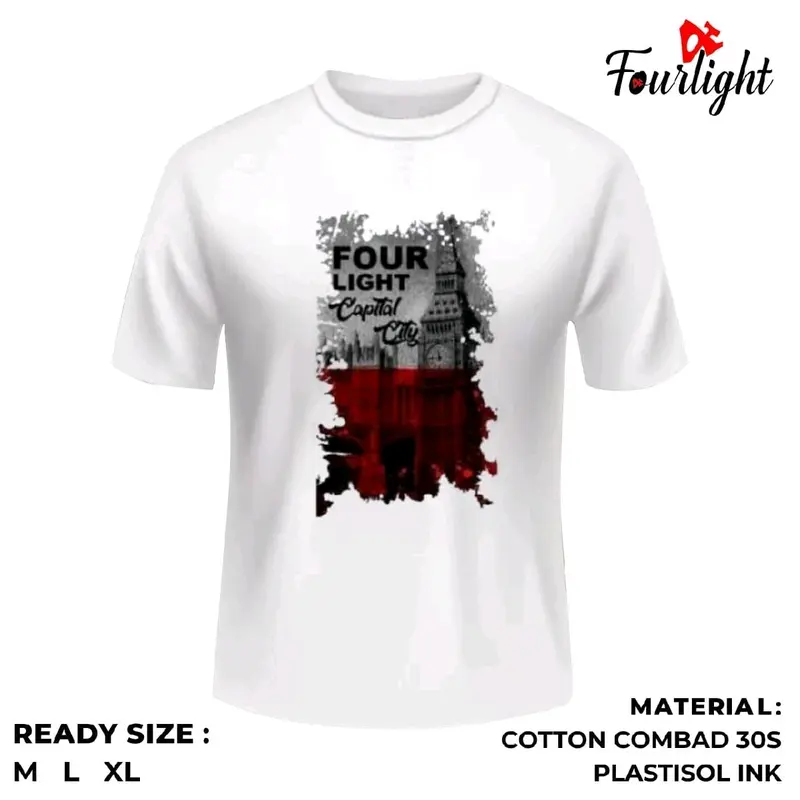 Kaos Best Seller Pria Wanita Fourlight Kaos Lokal Kaos Pria Wanita Distro Baju Combed Sablon Tshirt Nyaman Unisex Atasan Cowok Keren Katun Pendek Dewasa Simple 1