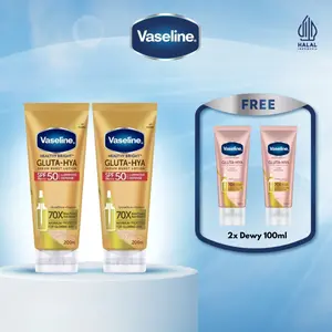 [BUY 2 FREE 2x Lotion Gluta 100ml] Vaseline Gluta Hya Serum Burst Sunscreen SPF 50 PA+++ 200ml Twinpack