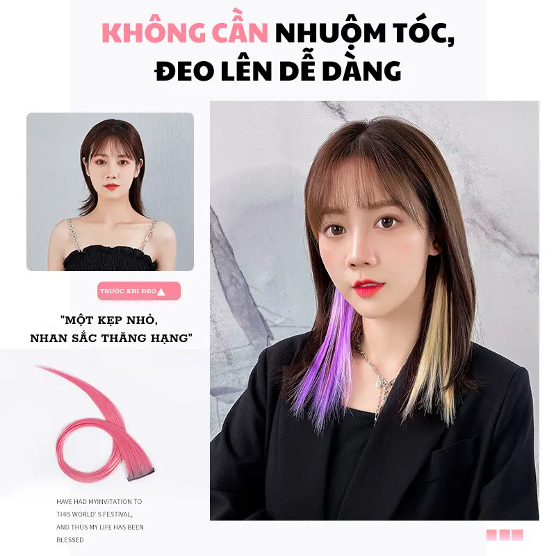 Kẹp Trong Tóc Nối, Màu Hồng, Kẹp Trong Tóc Nối Có Màu, Kẹp Tóc Cầu Vồng, Chất Liệu Tổng Hợp, Kiểu Bật Lên Thẳng, Nhiều Màu Sắc, Thích Hợp Cho Các Cô Gái Lễ Hội Và Phụ Kiện Tóc, Đặc Trưng