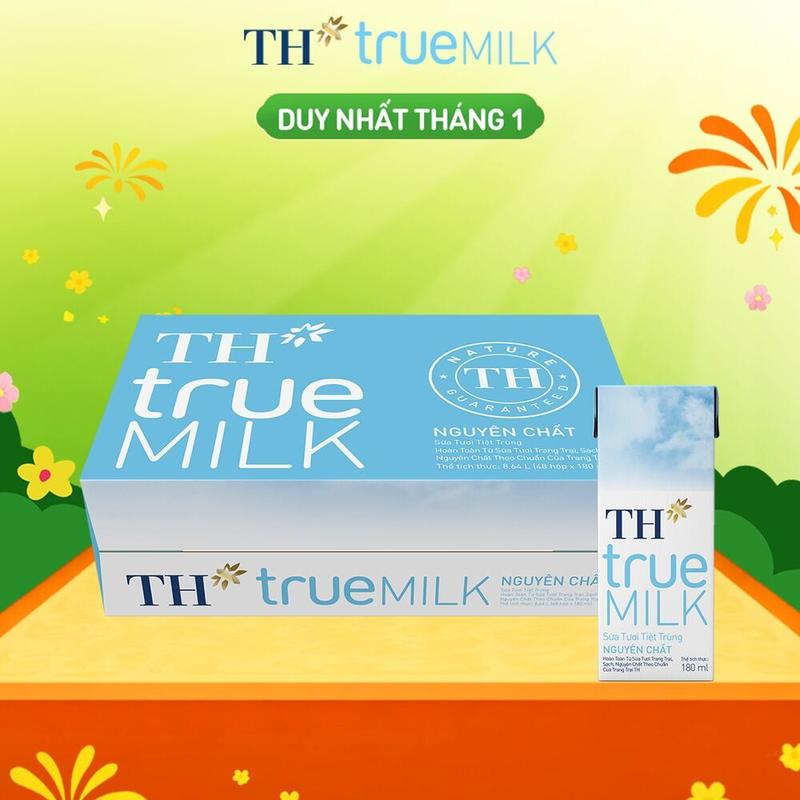  Thùng 48 hộp sữa tươi tiệt trùng nguyên chất TH True Milk 180ml  180ml x 48  