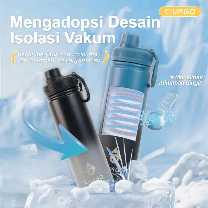 CIVAGO（22oz/650ml）Baja tahan karat Tumbler Mulut Lebar dengan Tutup Botol Air Olahraga Terisolasi Vakum Panas dan Dingin 5