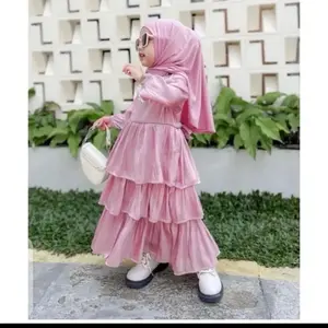 Gamis Shimer Anak Ruffle | Gamis Lebaran | Gamis coupel bunda dan anak