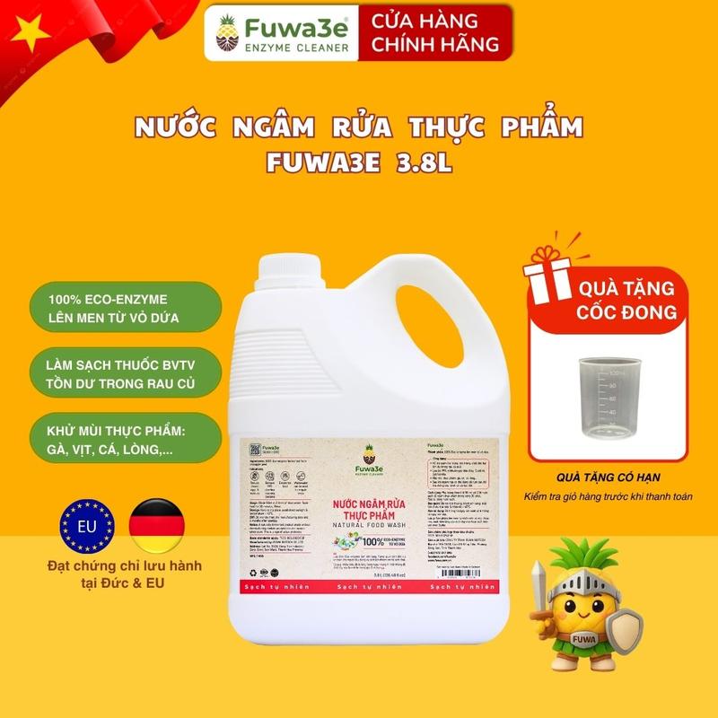 Nước ngâm rửa rau củ quả Fuwa3e enzyme sinh học từ vỏ dứa 3.8L- làm sạch thuốc bảo vệ thực vật vi khuẩn