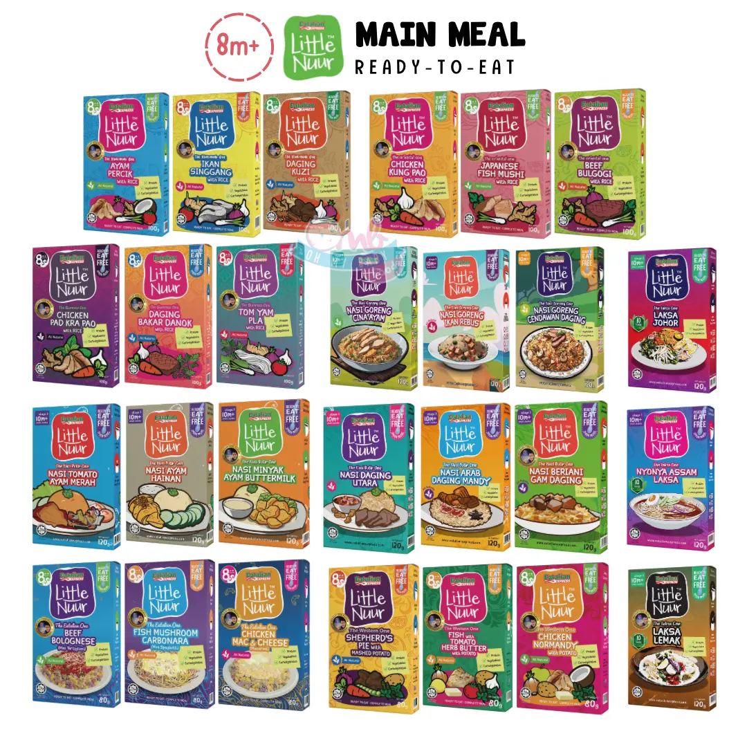 Makanan Bayi Little Nuur Bubur dan Nasi Siap Dimakan (8 Bulan+) berserta Pasta, Laksa dan Western baby food