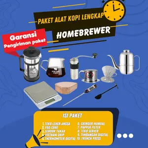 Paket Hemat Homebrewer Alat Pembuat Seduh Kopi Rumahan Full Set Manual Brew V60 Coffee Kertas Stainless Steel
