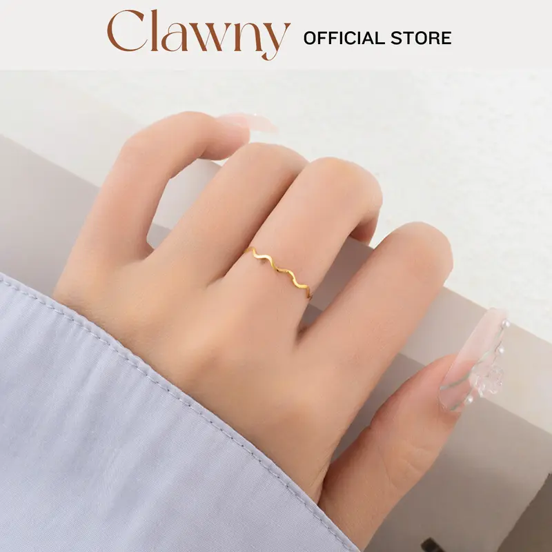 Clawny - Cincin Titanium Wanita Ramping Halus Anti Karat | Anastasia Ring 1