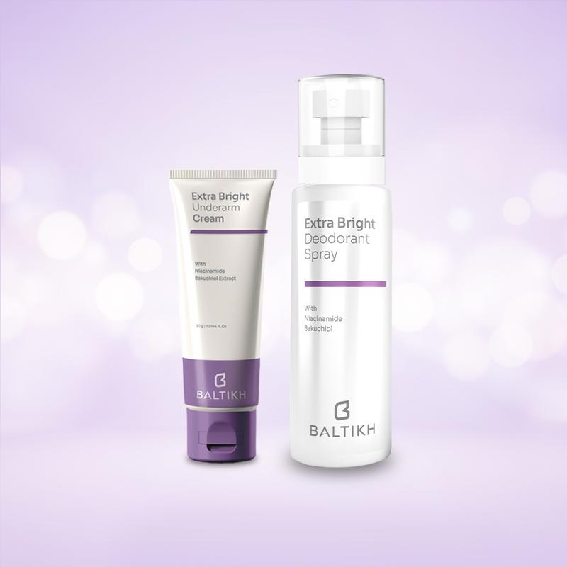 Product Introduction of NEW Baltikh Extra Bright - 1 Set Underarm Cream dan Deodorant Spray 100 ML With Bakuchiol Niacinamide Collagen - Pemutih Pencerah Ketiak dan Slengki Bau Hitam 30gr dan 6ml 1