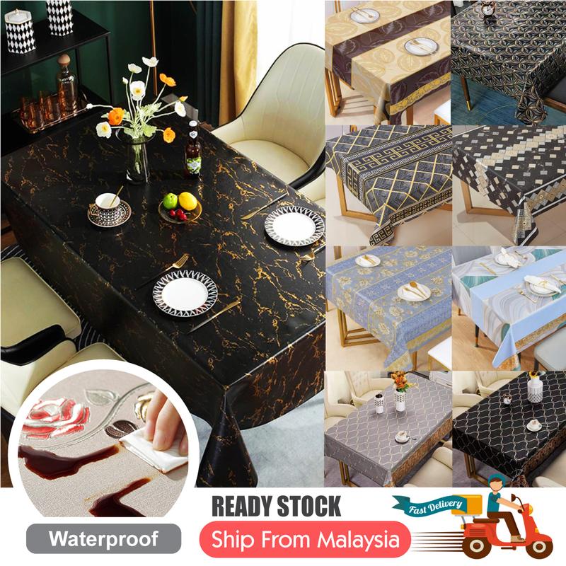 NEW ARRIVAL Alas Meja Moden Design Korea Gold Plastic PVC Waterproof ...