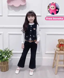 Setelan Jeans 3In1 Import Anak Perempuan Usia 3-12 Tahun Oneset Anak Terlaris Terbaru Viral