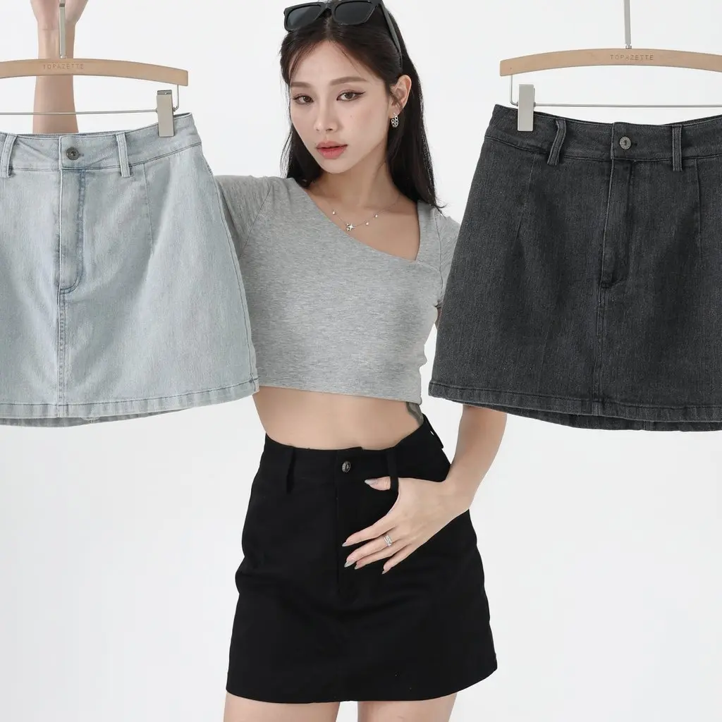 *TPZ* CHILL AND THRILL DENIM SKORTS IN BLACK