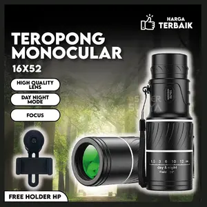 Teropong Lensa Zoom HP Teleskop Fokus Monocular 16*52 40mm Jarak Jauh Camping