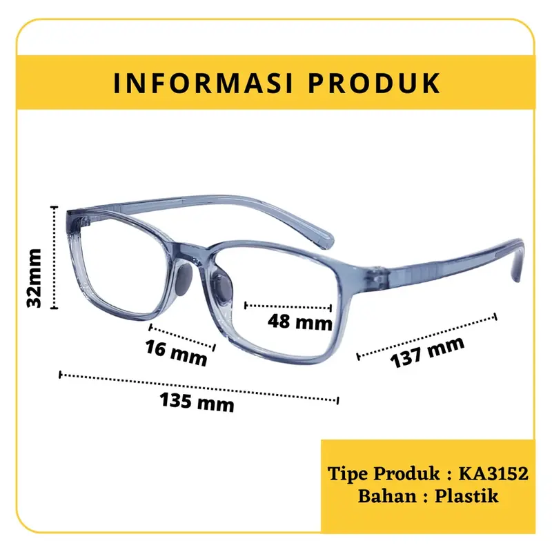Kacamata Anak Anti Radiasi Blue Ray Elastik TR90 Frame Kacamata Komputer Anti Silau Sinar Matahari [[KA3152] 0