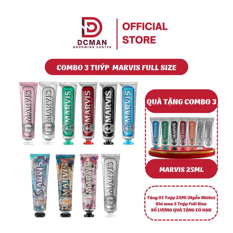 [Mua 3 Tặng 1] Combo 3 Tuýp Kem Đánh Răng Marvis Toothpaste Full Size Chính Hãng, Trắng Răng Tặng 1 Mini Size25Ml