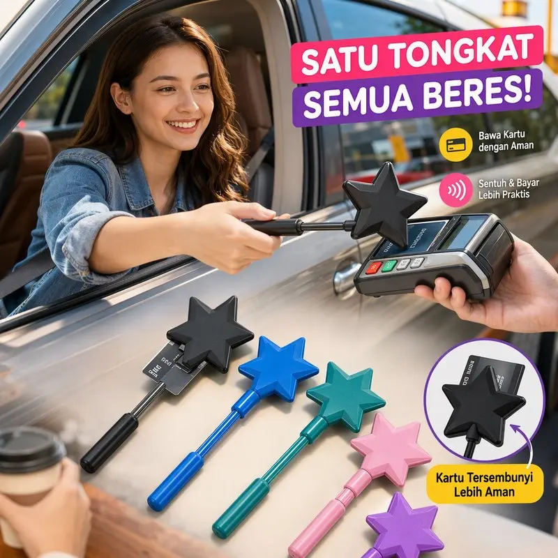 Tongkat Pay Wand Hidden Card Wand Aksesori Mobil Anti Sentuh Support Tap E Toll E Money Flazz Brizzi Untuk Minimarket Mall Gerbang Tol Parkir Ukuran 29 32 CM