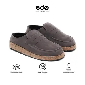 Edefootwear VELO - Sandal Clog Mule Suede Abu Slip on Pria