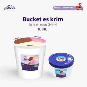 AICE Ice Cream Bucket Es Krim 1.5L 5 L 8 L /aice 3-in-1 ice cream Rasa Cokelat Vanila Stroberi