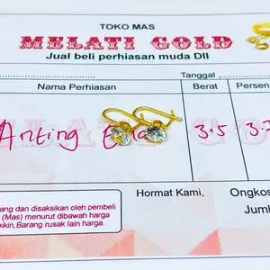 Anting Kait Gold Mewah – Emas Muda dengan Satu Batu Berkilau