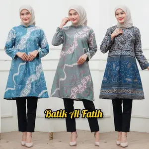 Tunik Batik Wanita Modern Premium Jumbo Terbaru Baju Seragam Kantor Guru Kerja Karyawan Kondangan
