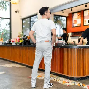 Celana Chino Panjang Pria Polos Melar Terbaru Katun Stretch Diamond Combed Cowok Casual slim fit  dewasa  hitam  fit Formal