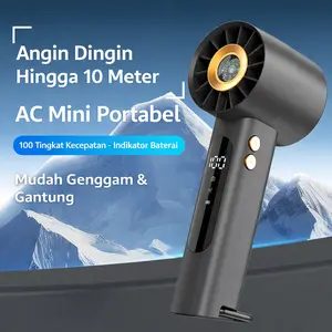 Kipas Angin Genggam Mini Berkecepatan Super Tinggi dengan Kompas | Angin Kencang Berkualitas Premium | Kipas Turbin dengan Kecepatan Dapat Disesuaikan | Layar Digital | 100 Tingkat Kecepatan Angin | Cocok untuk Aktivitas Outdoor | Pendinginan Cepat