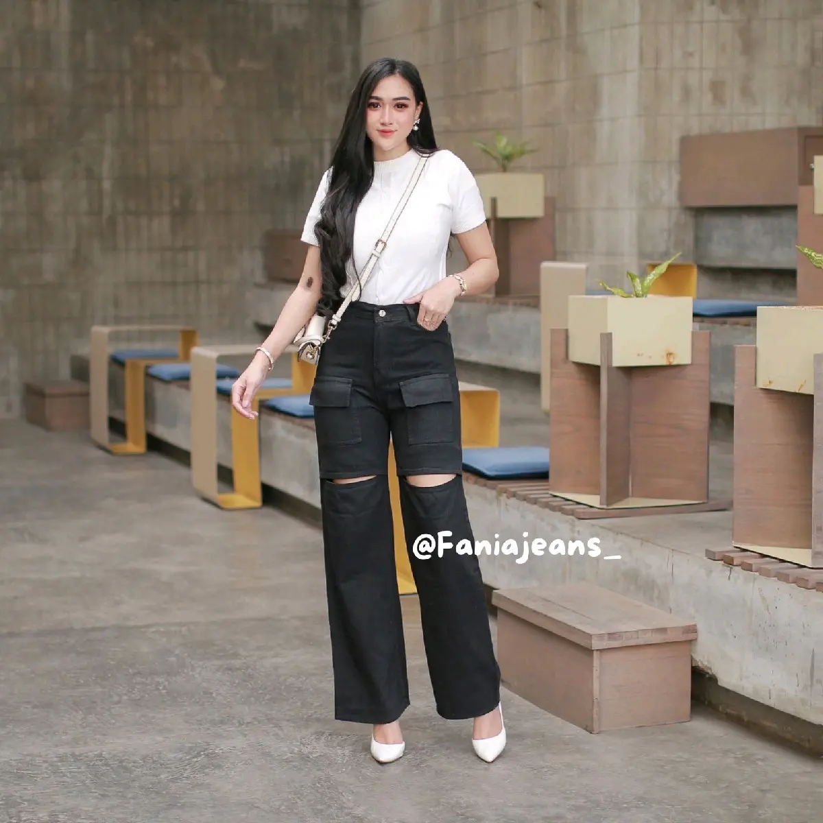 Celana Cargo Jeans Sobek Size 27-42 Korea Style Celana  Denim  Panjang Santai