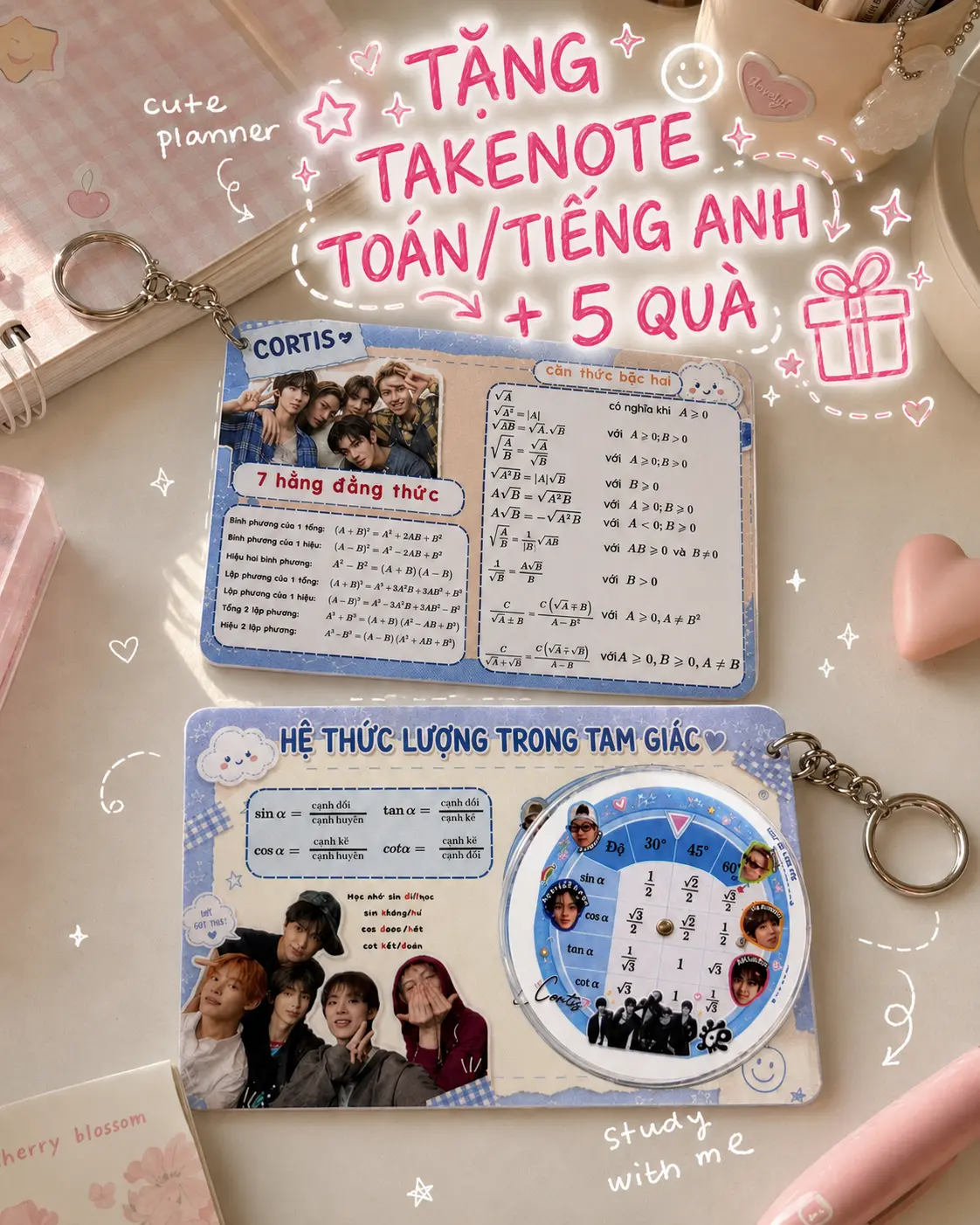 [tẶNG 5quà]Móc khoá/ thẻ toán học 5 -7-8, hoá học- Bảng tuần hoàn các nguyên tố hoá học/  nhỏ gọn, theo chương trình mới nhất