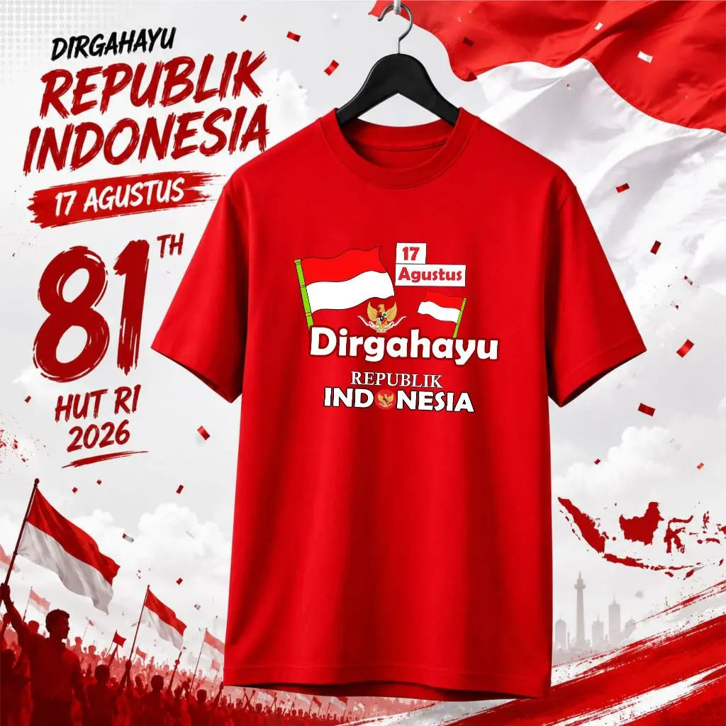 Kaos HUT RI 2026 Dirgahayu Indonesia 17 Agustus Merdeka DTF Premium