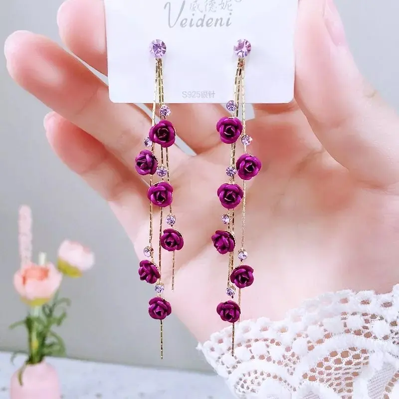 Anting Tindik Korean Fashion Luxury Long Tassel Drop Earrings For Women Trendy Luxury Jewelry Accessories 0