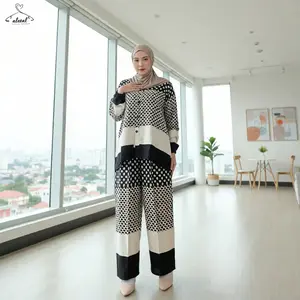Cecilia Piyama Kekinian Setelan Wanita Rayon OneSet Busui Panjang Atasan Kancing Nyaman Celana Tangan Karet All Size 120cm Baju Santai Lembut Dewasa