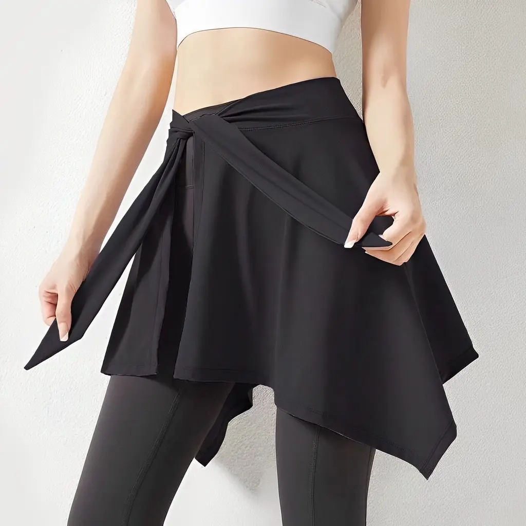 booty cover rok olahrag zumba senam gym rok penutup pantat pinggul model tali bahan spandex Sport Anti-Bau Brown