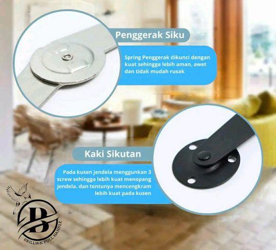Product Introduction of Engsel Salon Sikutan Lipat Jendela Premium Bahan Stainless Steel Tebal Ukuran 9 Inch - Warna Hitam Silver 14