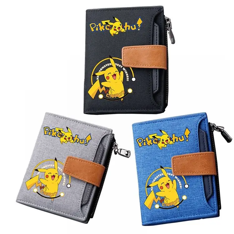 Student canvas buckle wallet card bag anime coin purse children's boy multi slot wallets